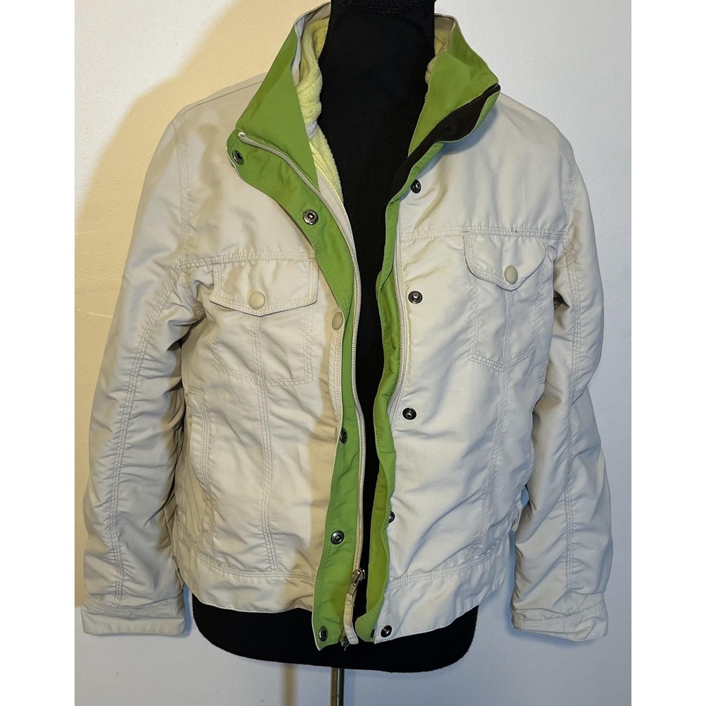 L.L.Bean Jacket Womens Petite Medium White Full Zip Fleece Lined Insulated Warm - Picture 1 of 16